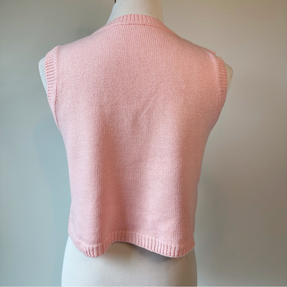 Vintage Pink Strawberry Knit Cropped Sweater Vest, size Small - Picture 8 of 16